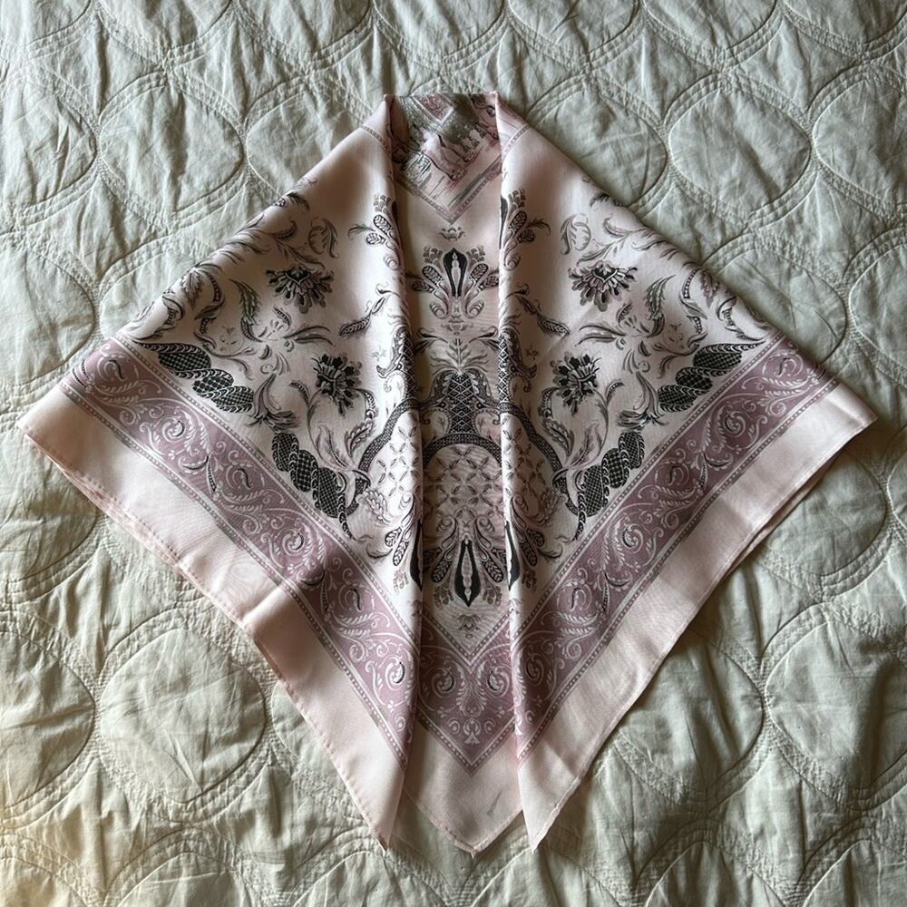 Vintage Jim Thompson Pink and Black Silk Scarf